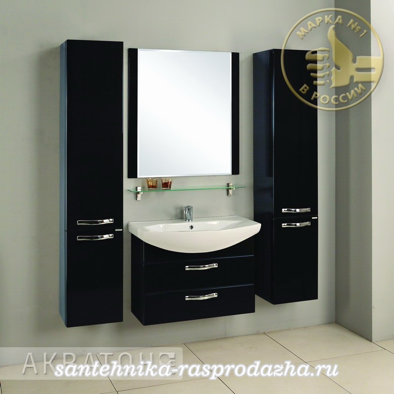 Комплект мебели Акватон Ария 80 М черный подвесной